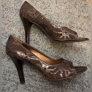 Leather Carlos Santana Peeptoe Heels